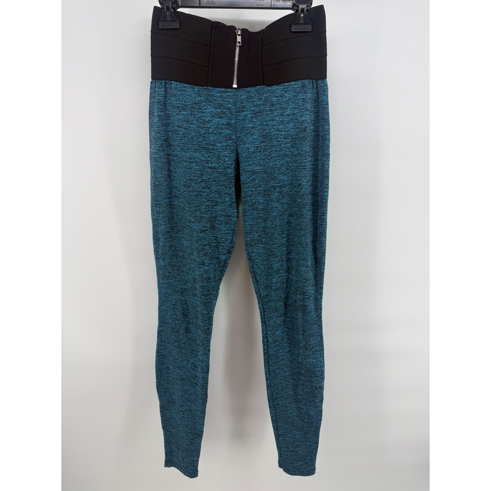 Bombshell Sportswear Women Teal Space Dye High Waist Zipper Leggings Small